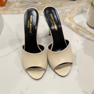 Saint Laurent Women's Beige Open-Toe Mules